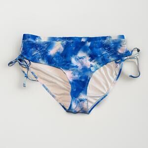 Unbranded Bikini Swim Bottom Women’s 3XL Blue Pink Tie-Dye Ruched High Waist